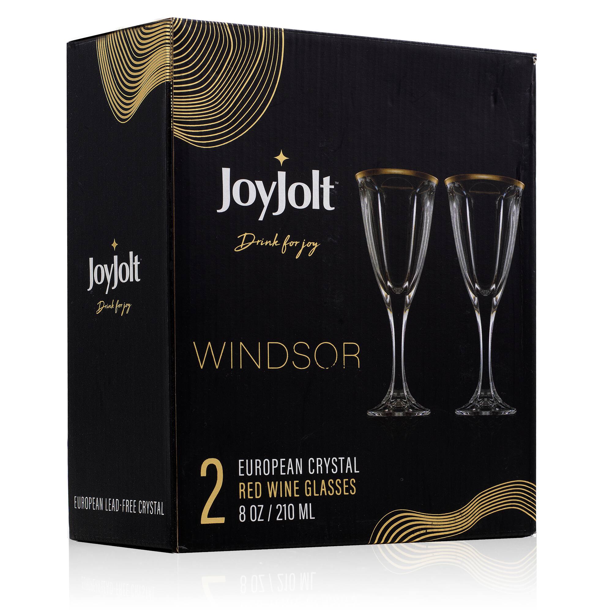JoyJolt® 8oz. Gold Rimmed Windsor Crystal Red Wine Glasses, 2ct.